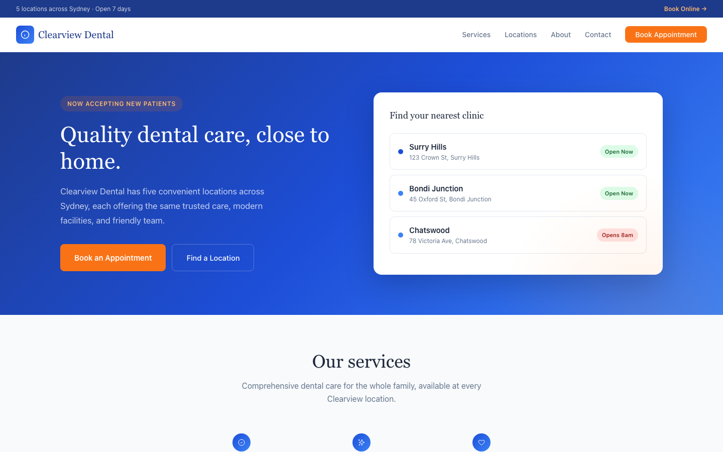 Multi-location Business Site preview