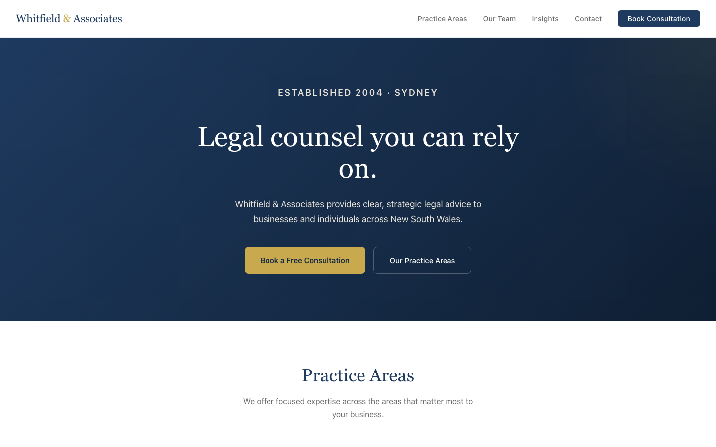 Professional Services Website preview